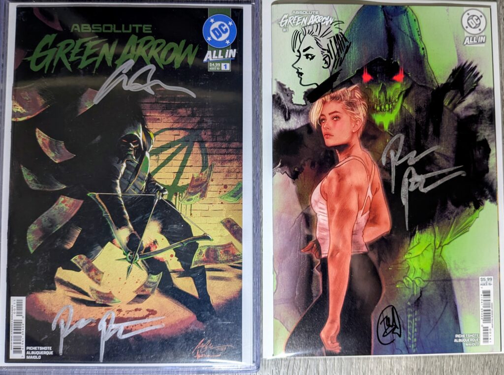 Absolute Green Arrow #1 cover A and Tula Lotay variant. Both dual signed by Pronsak Pichetshote and Rafeal Albuquerque or Tula Lotay respectfully.