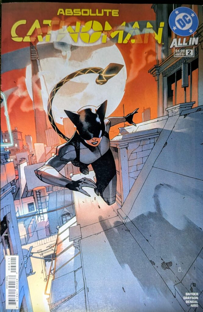 Absolute Catwoman comic book cover A featuring Absolute Catwoman running on rooftops.