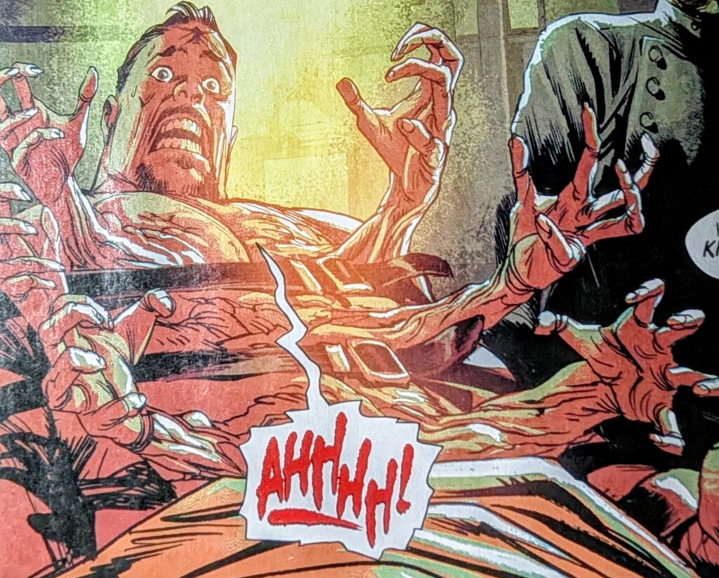 Holloway growing eight arms after Edvin Zytle, working with Hammond, modified him using a new version of the Miragro serum.