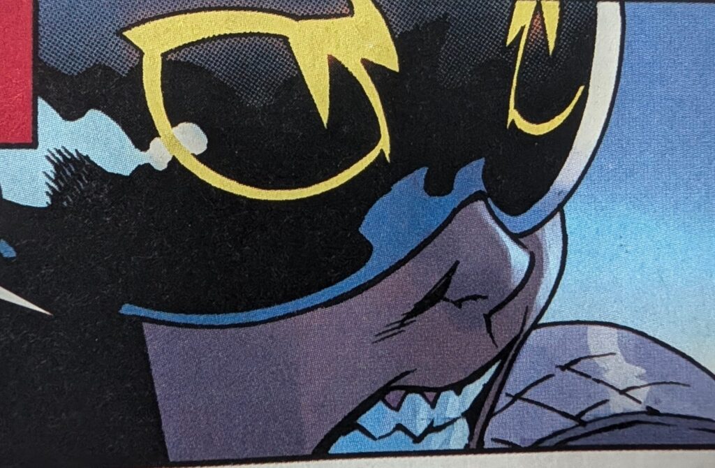 Close up on Absolute Catwoman mask with digial AI eyes of Jonesy