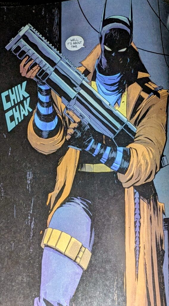 Barbara Gordon as the Bat, gun raised