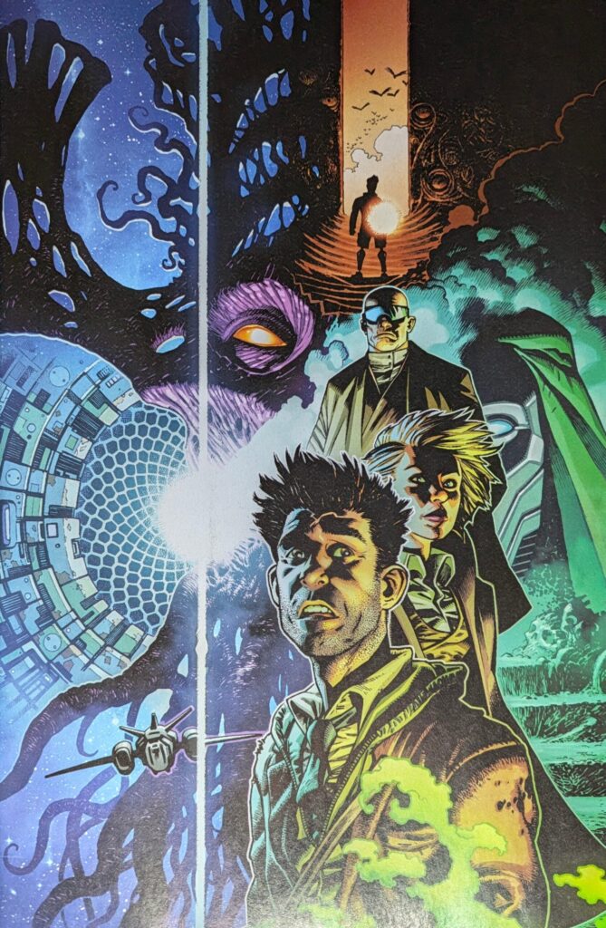 Revealed art masked by the cover of Midnight Fantastic Four #1 comic book cover A.